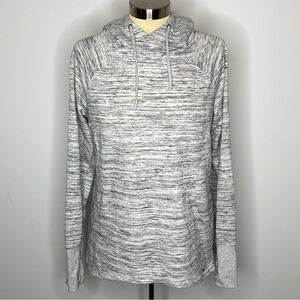 Avalanche Grey Marl Space Dye Long Sleeve Thumb Hole Hooded Sweatshirt